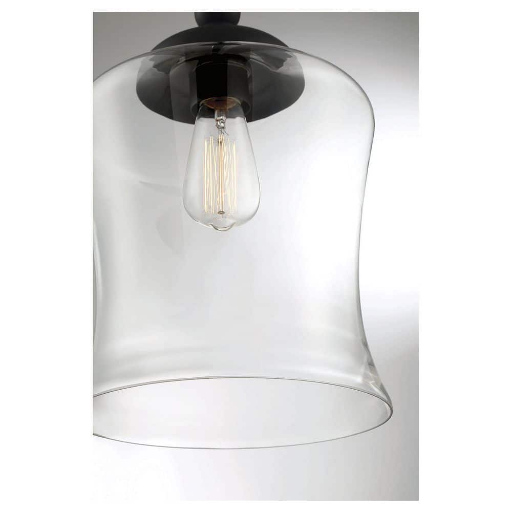 Matte Black Glass Mini Pendant Light with Nickel Accents