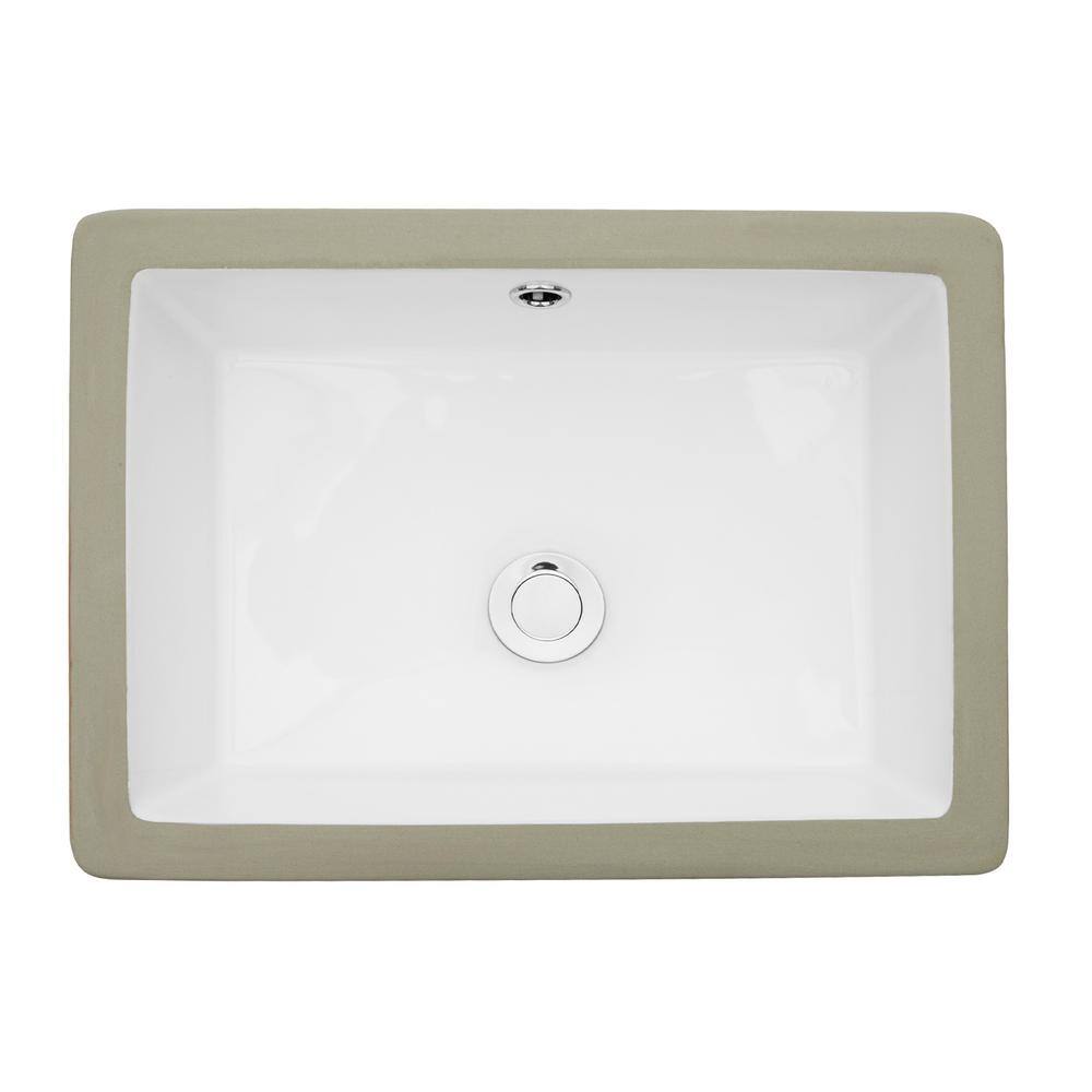 22 in. Ceramic Undermount Rectangular Bathroom Sink with Overflow in White