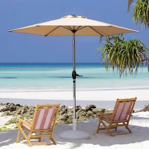 7.5 ft. Market Patio Umbrella with Push Button Tilt and Crank in Beige