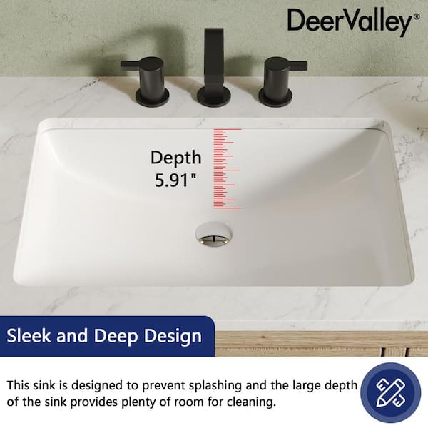 DEERVALLEY 24.02 in. x 16.85 in. Rectangular Undermount Bathroom