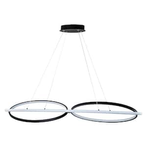 3-Light Dimmable Integrated LED Black Aluminum Chandelier for Dining Room Kitchen Foyer