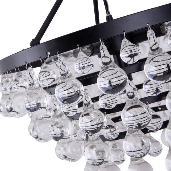 Maxax Jackson 5-Light 17.5 in. Black Crystal Modern Circle