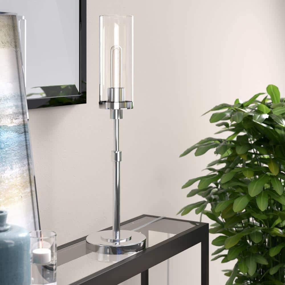 Polished Nickel and Clear Glass Buffet Table Lamp
