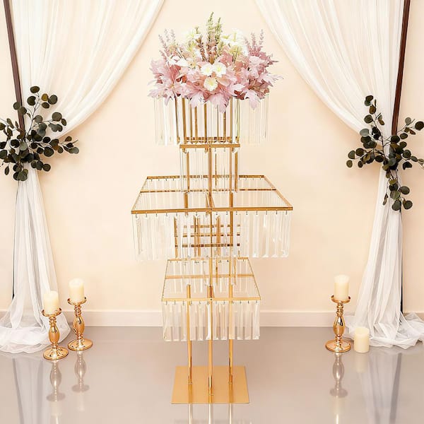 YIYIBYUS 49.2 in. x 19.6 in. Gold Square Metal Iron Frame Acrylic