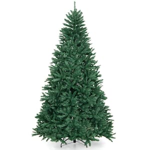 Costway 7.5 ft. Unlit Premium Snow Flocked Hinged Artificial Christmas Tree  with Metal Stand CM22068 - The Home Depot