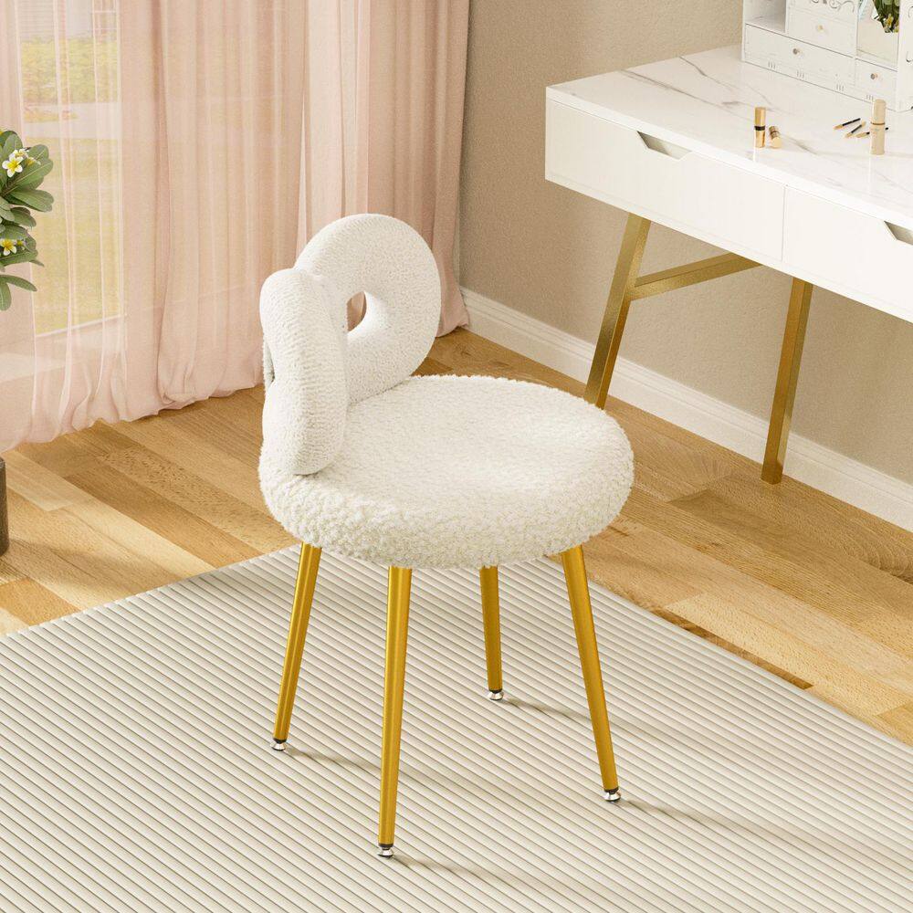 Accent Chair Plush Vanity Chair Makeup Chair HomVent Faux Fur