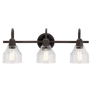 Avery 24 in. 3-Light Olde Bronze Vintage Bathroom Vanity Light with Clear Seeded Glass