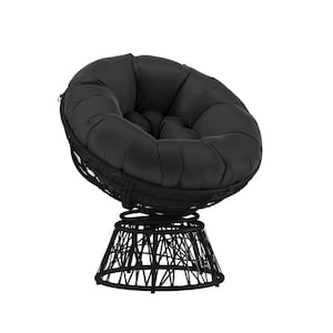 Black Metal Outdoor Lounge Chair in Black