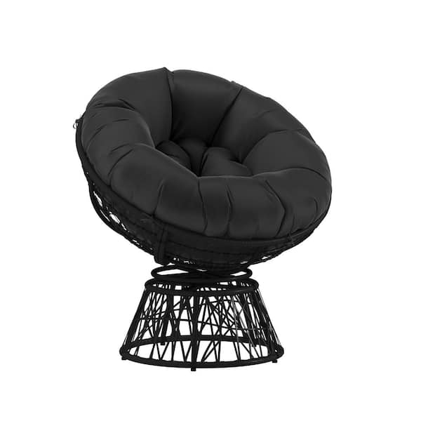 Carnegy Avenue Black Metal Outdoor Lounge Chair in Black