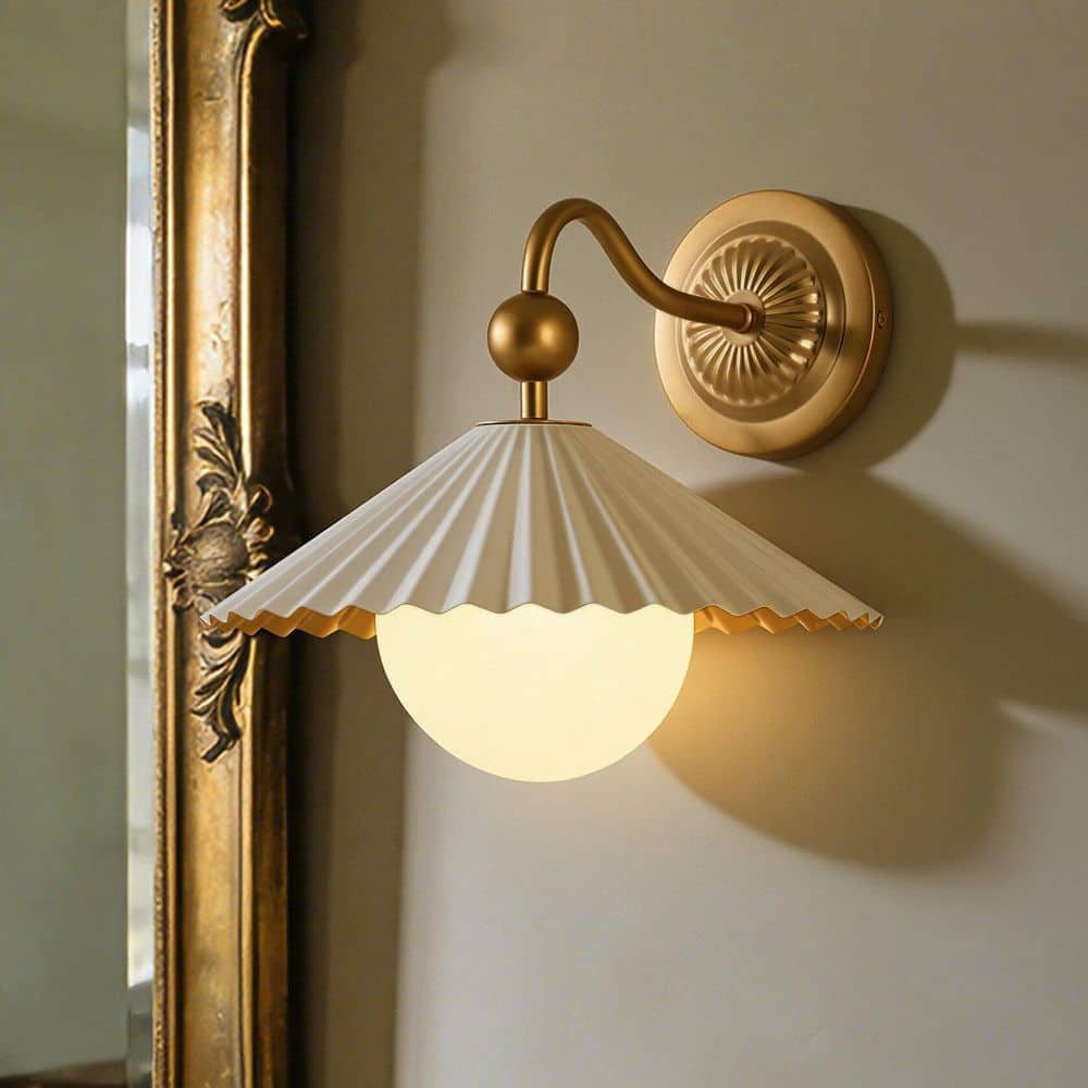KAWOTI 11.75 in. 1-Light Gold Modern Wall Sconce with Metal Cap