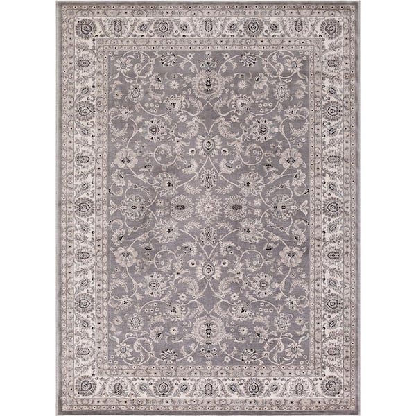 Concord Global Trading Kashan Bergama Gray 8 ft. x 10 ft. Area Rug