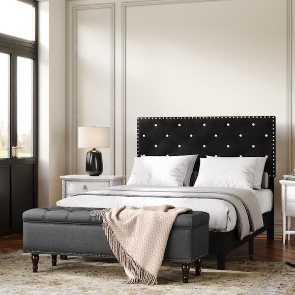 LUE BONA Black Bed Frame Full Platform Bed (78.3 in. W x 44.9 in. H)