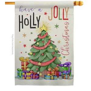 28 in. x 40 in. A Holly Jolly Christmas House Flag Double-Sided Winter Decorative Vertical Flags