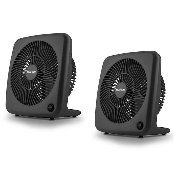 FANFAIR 2 PACK 7 in. Box Personal Fan in Black