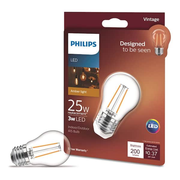 Philips 25 Watt Equivalent A15 Indoor Outdoor Clear Glass Edison Led Light Bulb Amber Warm White 2200k 470534 The Home Depot - Philips Led Outdoor Light Bulb Philips 25 Watt Equivalent A15 Indoor Outdoor Clear Glass Edison Led Light Bulb Amber Warm White 2200k 470534 The Home Depot - Philips Led Outdoor Light Bulb