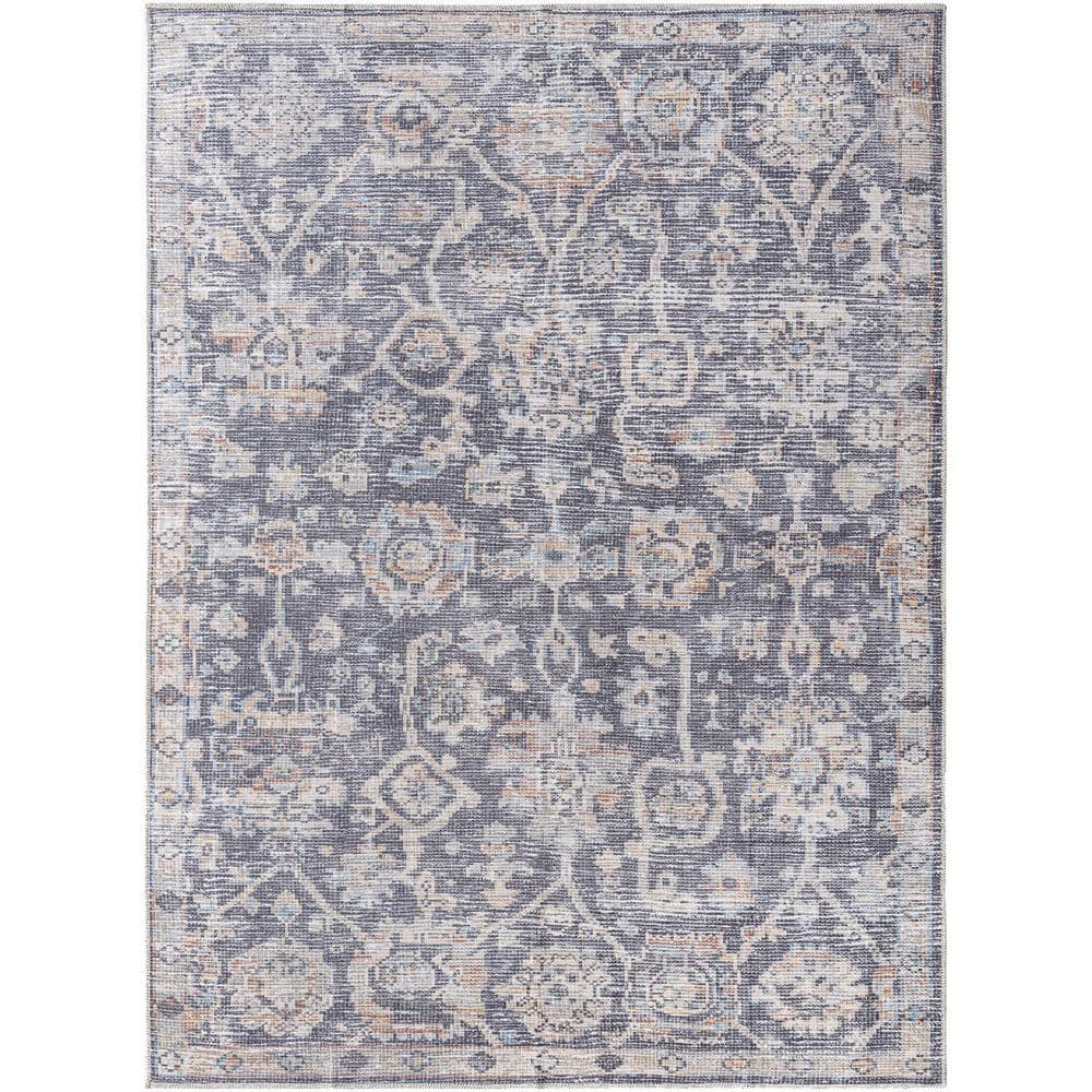 Livabliss Eleni Dusty Blue Traditional 4 ft. x 6 ft. Indoor Machine ...