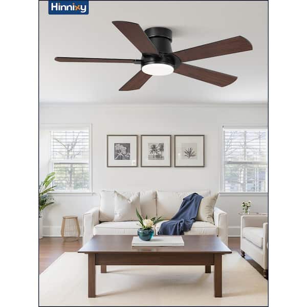 42 in. Black Standard Flush Mount Outdoor Ceiling Fan with Light, 6-Speed and 2-Toned Blades Quiet DC Motor and Remote