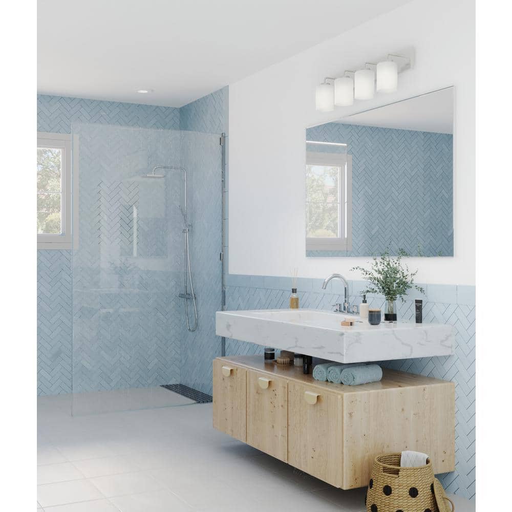 Merry Brushed Nickel 4-Light Etched Glass Bath Vanity