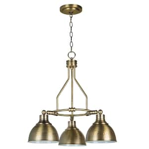Timarron 3-Light Down Chandelier in Legacy Brass Finish Chandelier Pendant for Kitchen/Dining/Foyer, No Bulbs Included