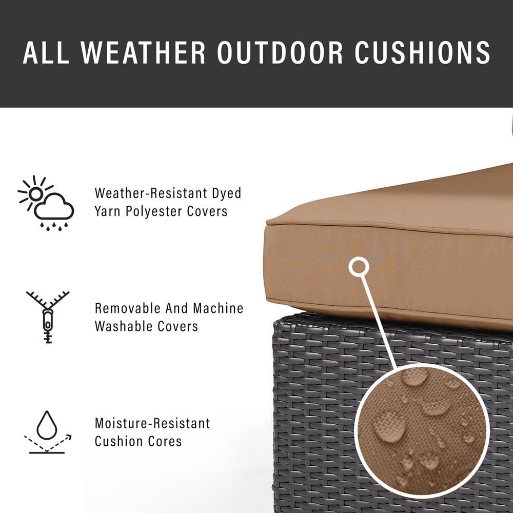 Mocha Brown Outdoor Wicker Armchair with Cushions