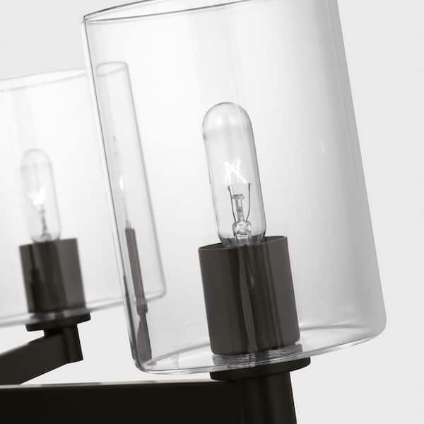 Generation Lighting - Fullton 20 in. Modern 3-Light Indoor Dimmable Midnight Black Semi-Flush Ceiling Mount Light with Clear Glass Shades