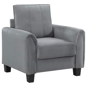 Davis Gray Upholstered Rolled Arm Accent Chair