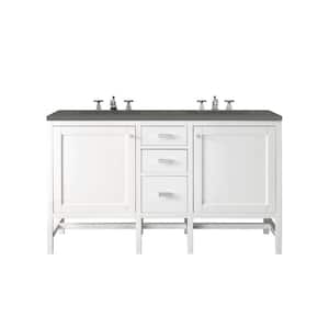Addison 60 in. W x 23.5 in. D x 35.5 in. H Bath Vanity in Glossy White with Grey Expo Quartz Vanity Top