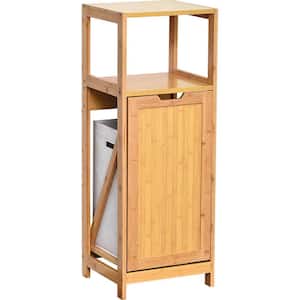 Mahe 14.4 in. W Tilt-Out Laundry Linen Hamper Cabinet in Bamboo Color
