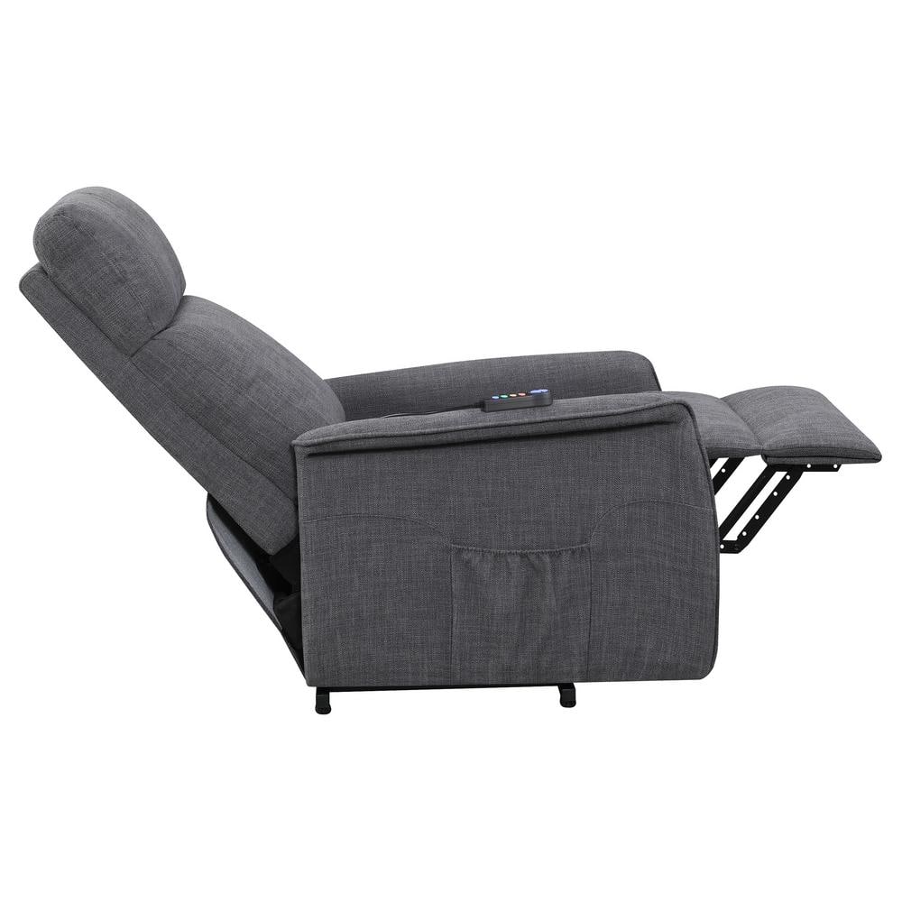 Gray Microfiber Power Lift Recliner with Massage Function