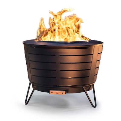 25 in. Black Metal Patio Fire Pit