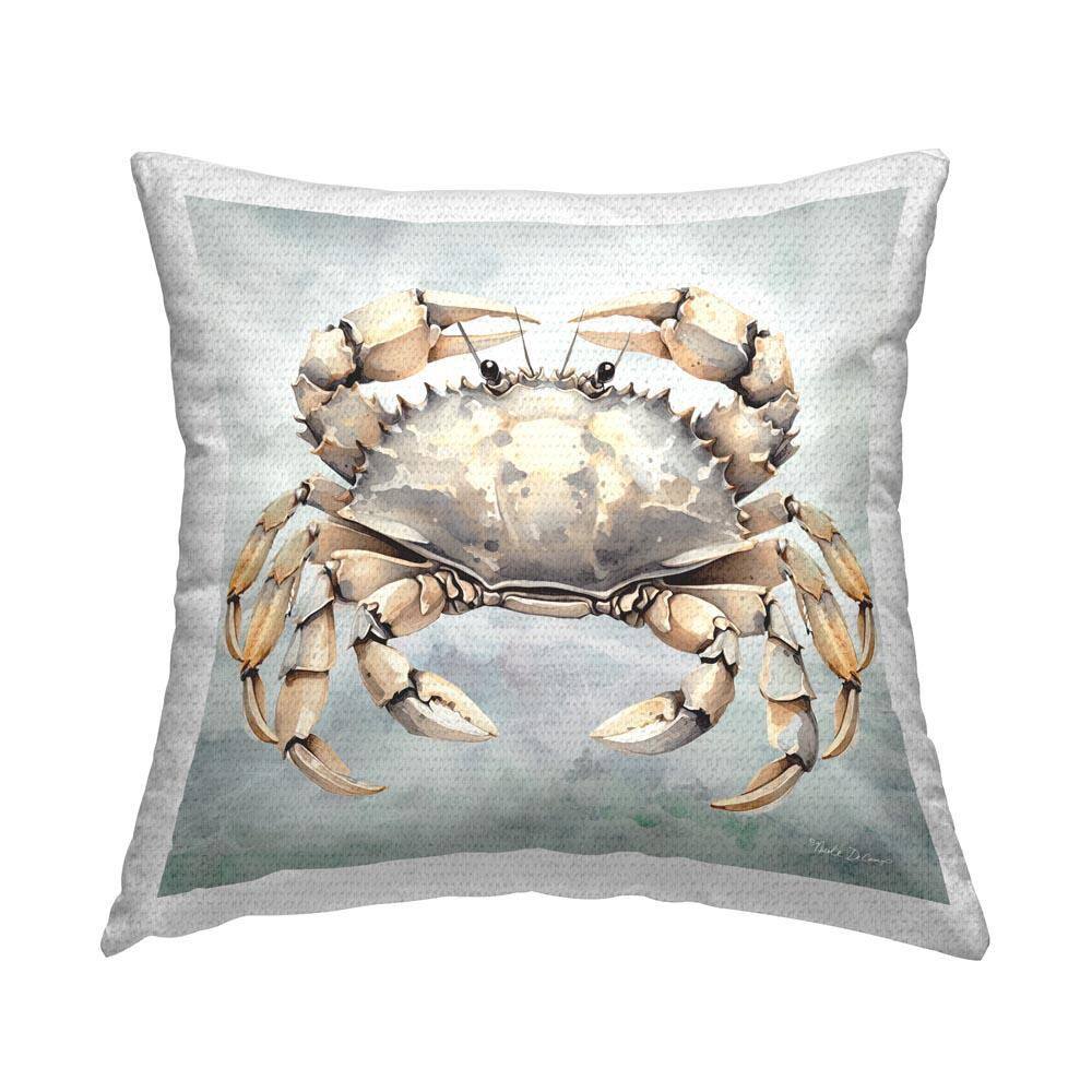 Detailed Crab on Grey Outdoor Printed Throw Pillow by Nicole Decamp price history on PriceWatchPro