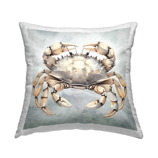 Stupell Industries Detailed Crab on Grey Outdoor Printed Throw Pillow by Nicole Decamp