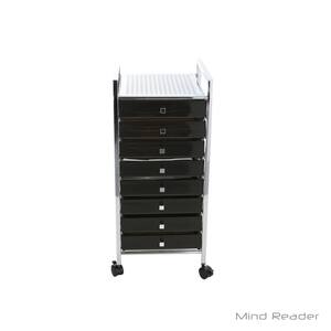 Top Shelf Metal 4-Wheeled Storage Drawer Cart with 8-Drawers in Silver/Black