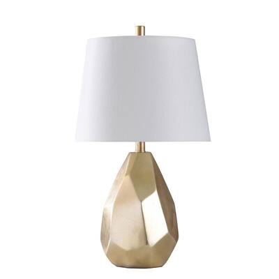 25 in. Gold Table Lamp with Brussels Off White Hardback Fabric Shade
