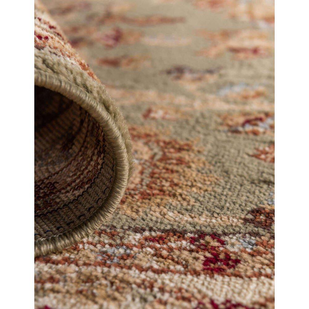 Light Green and Ivory Rectangular Synthetic Area Rug