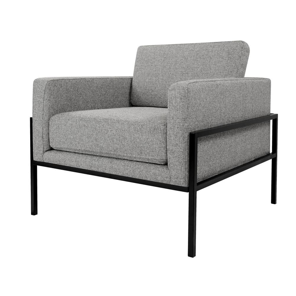 Gray Faux Leather and Metal Modern Accent Chair