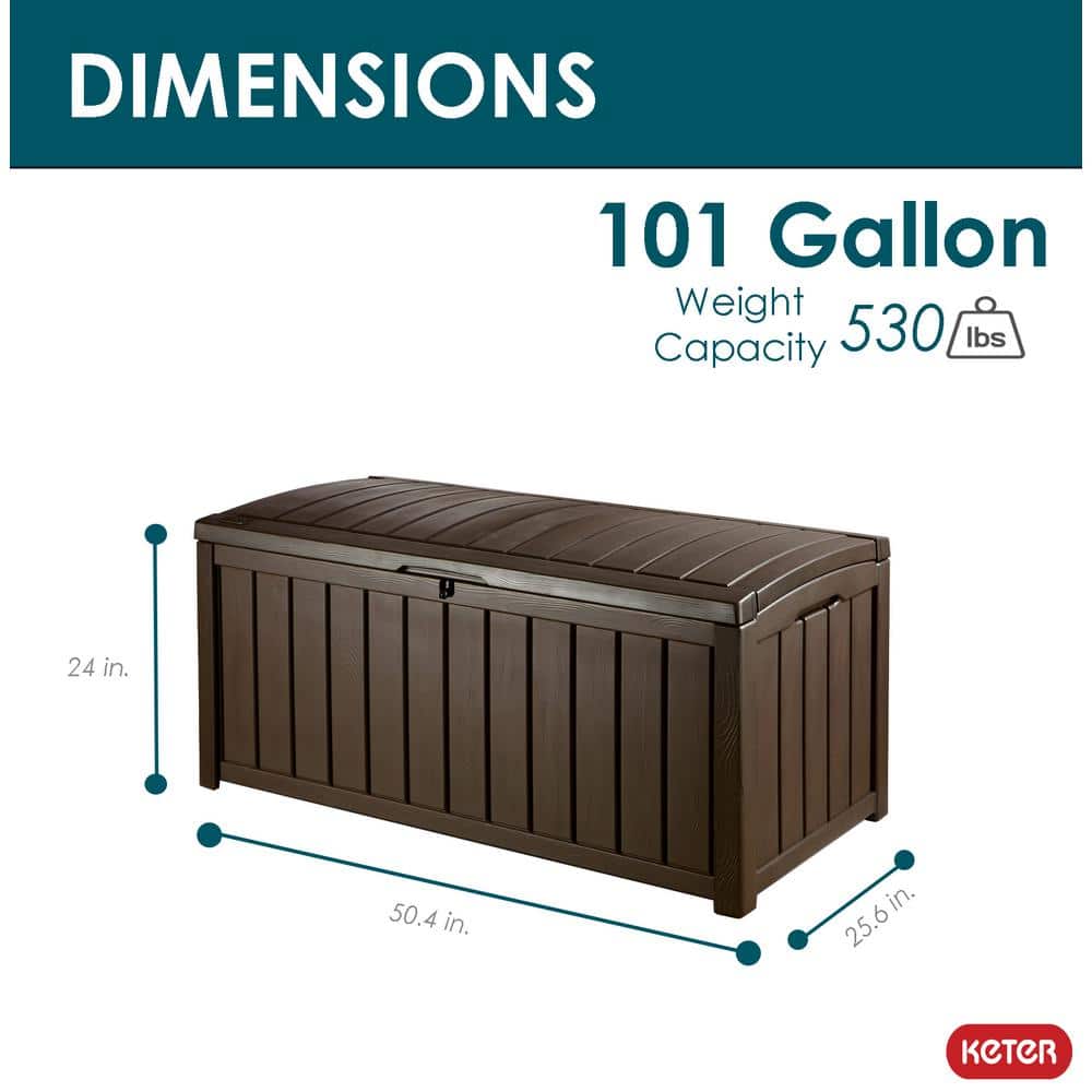 Brown Lockable Plastic 101 Gallon Deck Storage Box