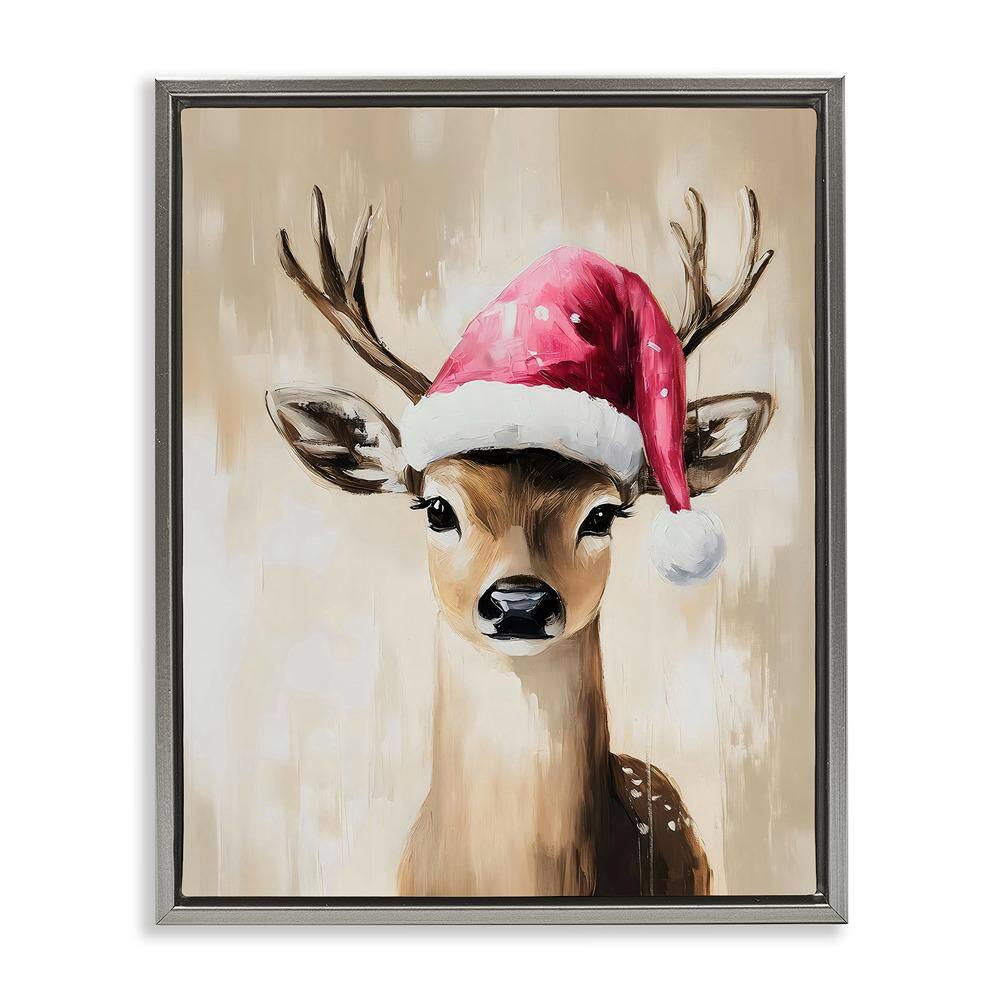 Baby Christmas Deer by Arlington Prints 1 Piece Gray Floater Frame Graphic Animal Art Print 31 in. x 25 in. price history on PriceWatchPro