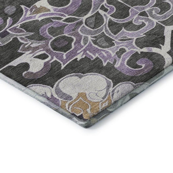 Mayfield Premium Machine Washable Abstract AMF1947 Purple 5 ft. x 7 ft. 6 in. Area Rug