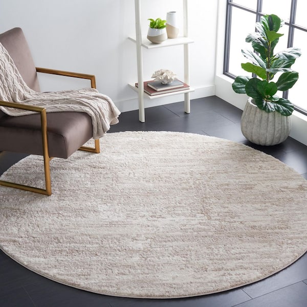 Century 7 ft. x 7 ft. Ivory/Beige Abstract Round Rug