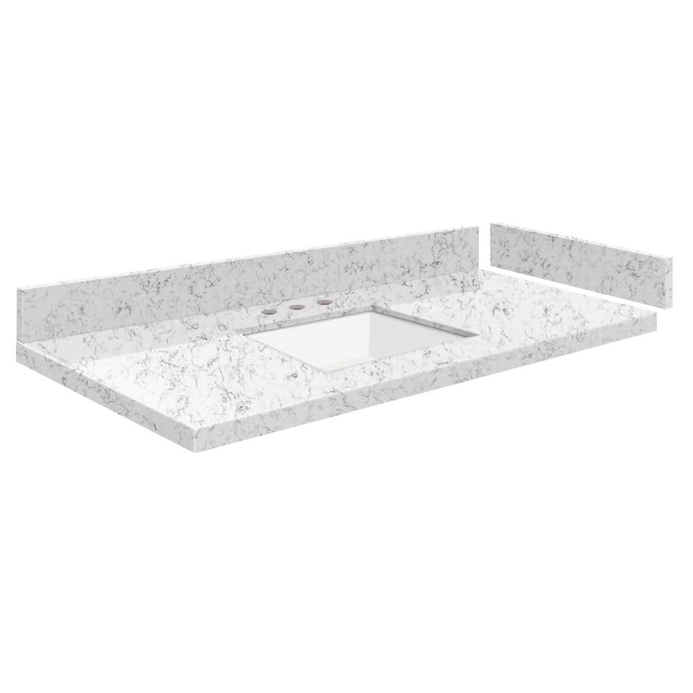 Silestone 37.5 in. W x 22.25 in. D Quartz White Rectangular Single Sink Vanity Top in Lyra price history on PriceWatchPro