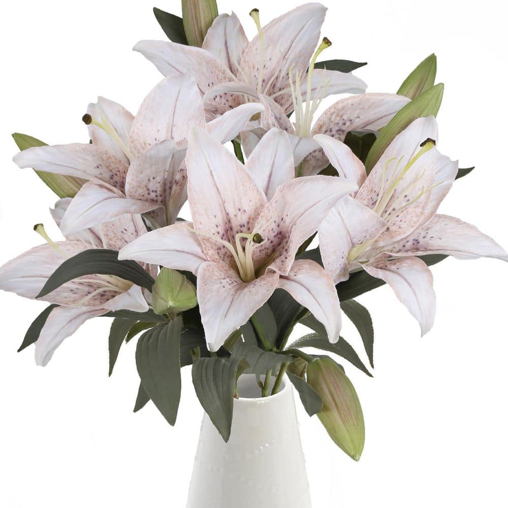 Angel Sar Vintage 20.86 in. White Silk Indoor Artificial Lily