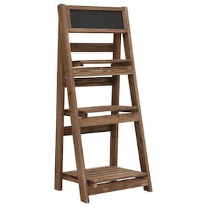 15.7 in. x 11.8 in. x 35.4 in. Solid Fir Wood 3-Tier Plant Stand with Blackboard