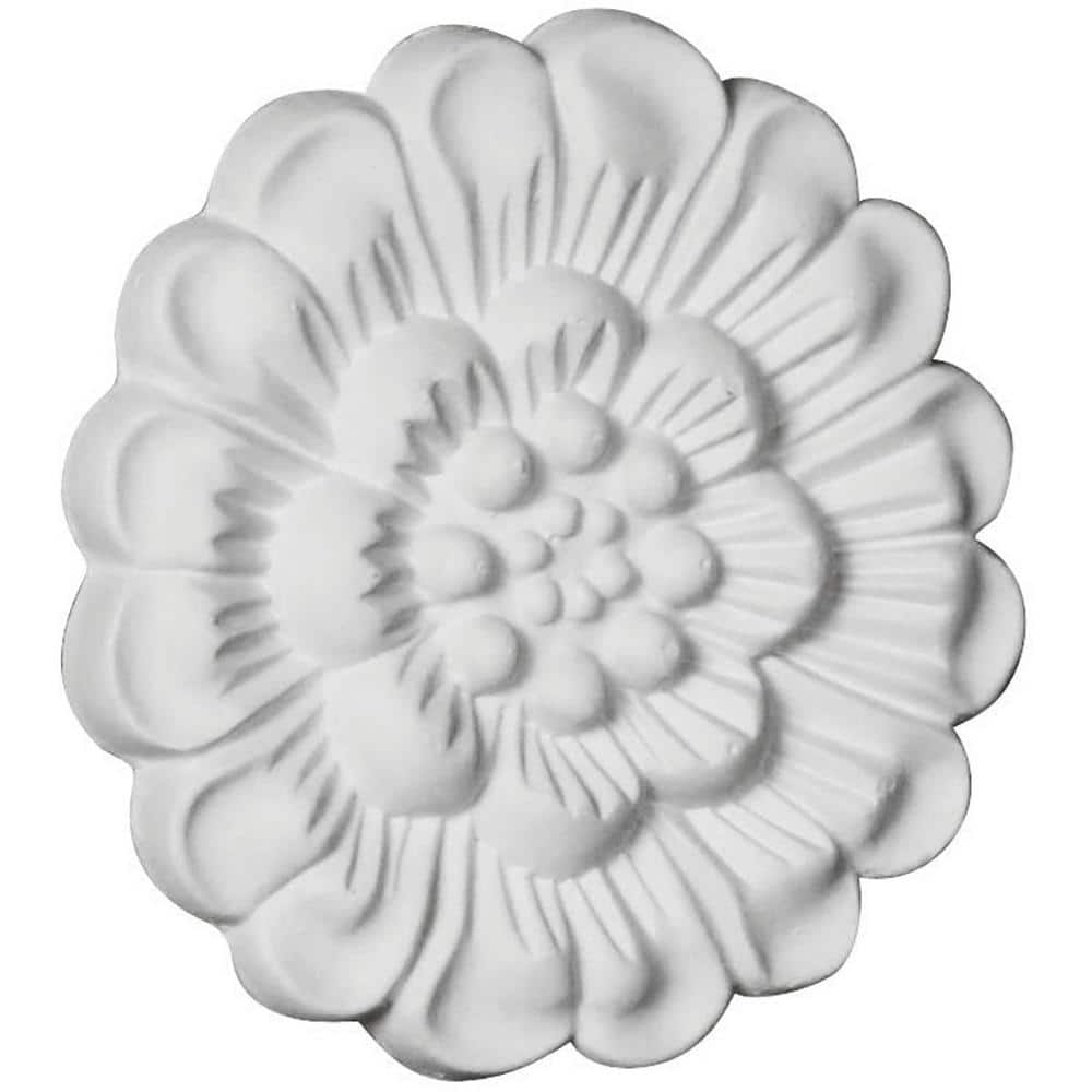 White Primed Polyurethane Floral Rosette Accent Piece