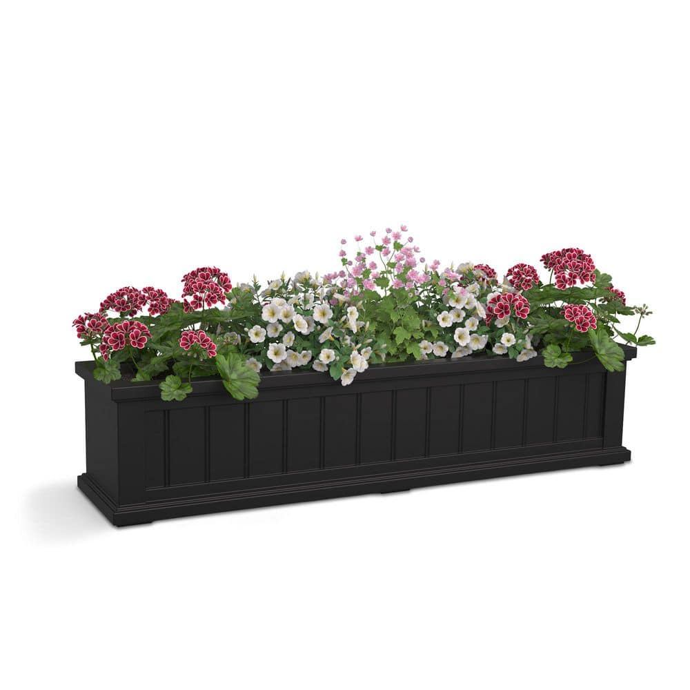 Cape Cod Black 48" Self-Watering Polyethylene Window Box Planter