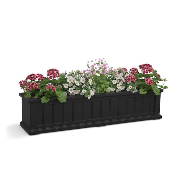 Cape Cod 48 in. x 11 in. Self-Watering Black Polyethylene Window Box