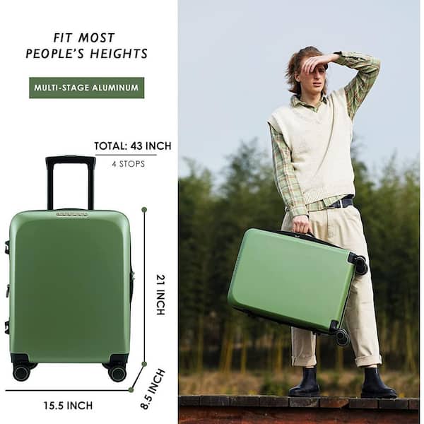 Ginza Travel 3 Piece Luggage Sets Hard Shell Expandable Suitcase Set with  Spinner Wheels for Travel Trips Business 20 24 28,Green 