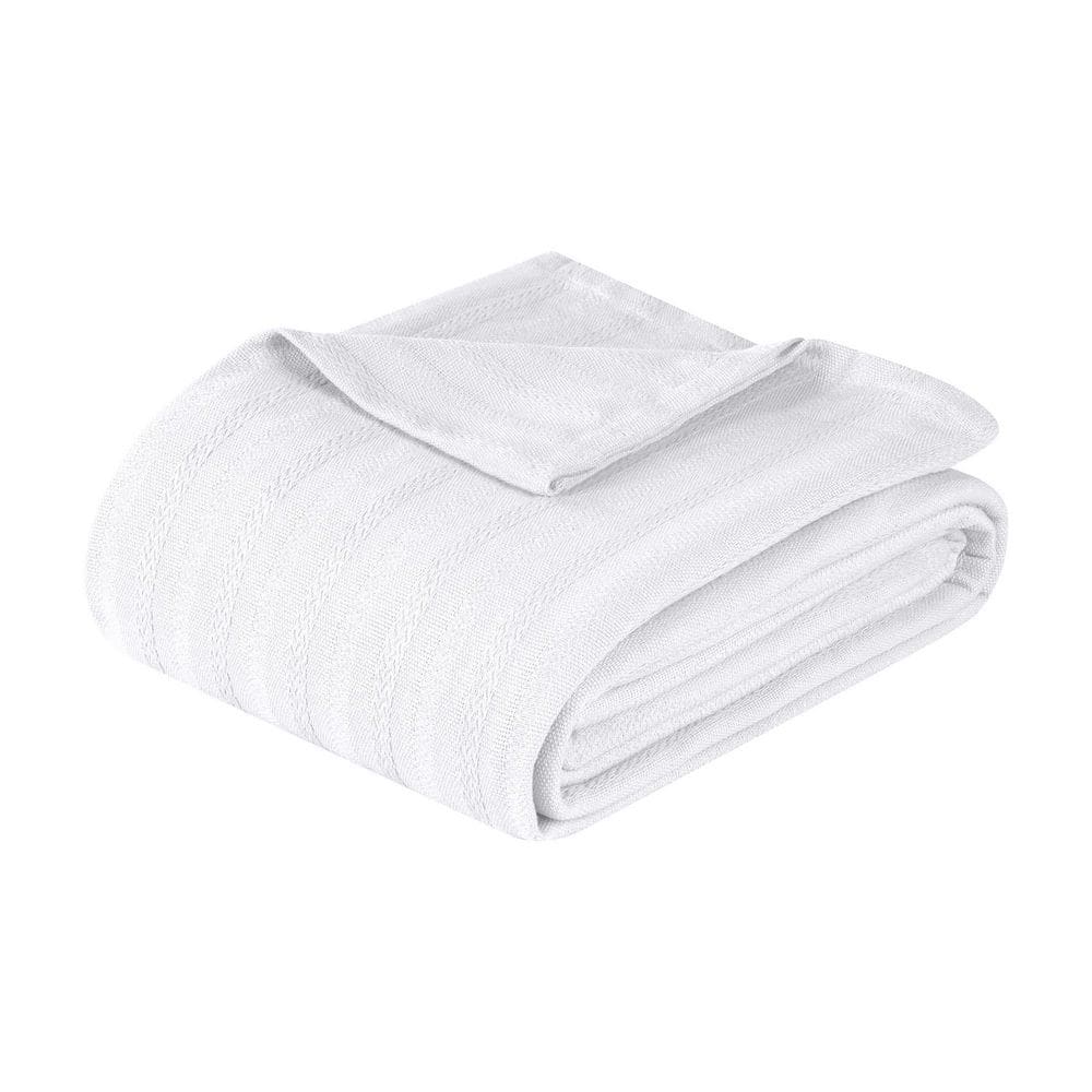 Clara White Cotton Jacquard Dobby Weave Textured Striped Lightweight Woven Full/Queen Blanket price history on PriceWatchPro