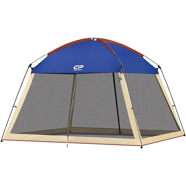 Unbranded Blue 10 x 10 Ft Screened Mesh Net Wall Canopy Tent Screen Shelter Gazebos for Patios Outdoor Camping Activities