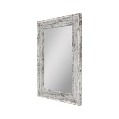 Farmstead 36.75 in. x 54.75 in. Rustic Rectangle Framed White Decorative Mirror